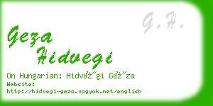 geza hidvegi business card